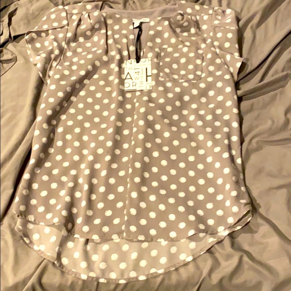 Gray with White Polka Dots Blouse